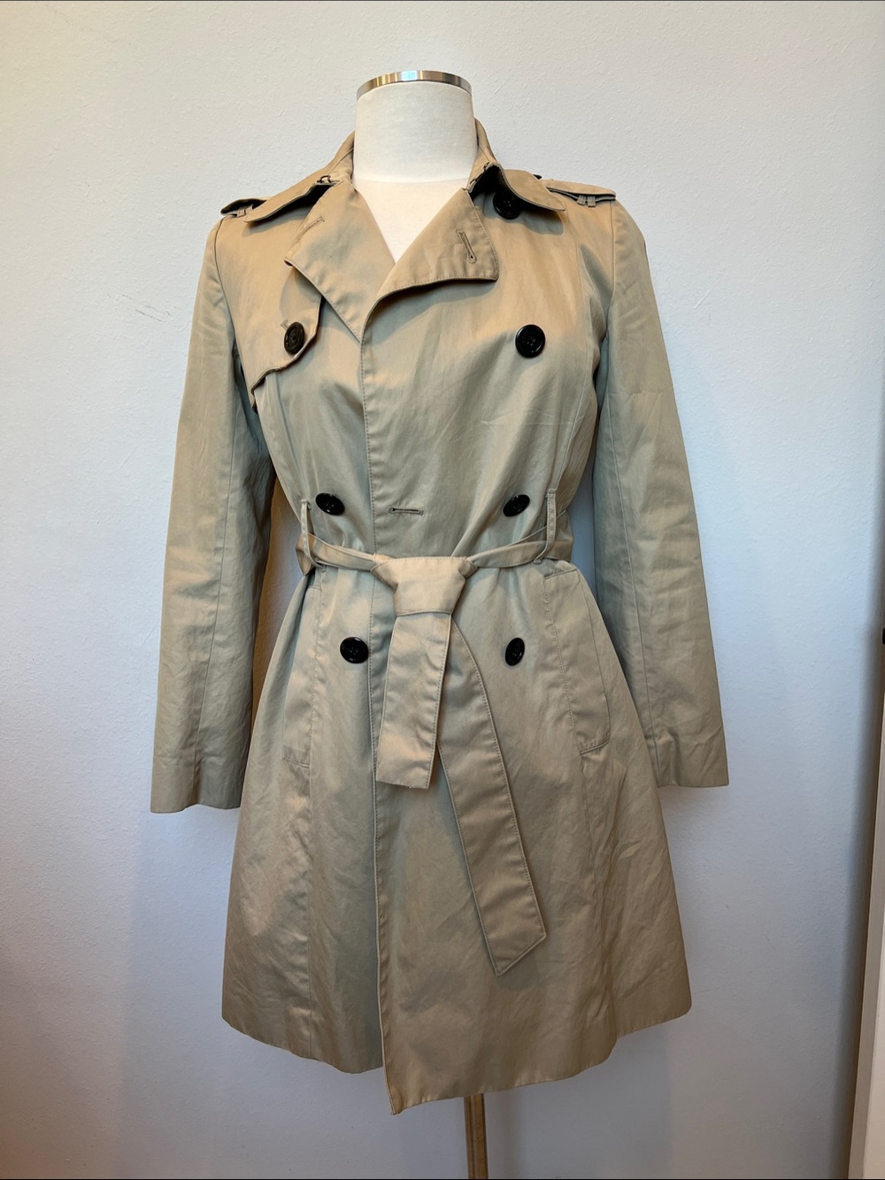 Banana Republic Khaki Double-Breasted Trench Coat